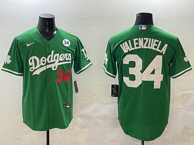 Men Los Angeles Dodgers #34 Valenzuela Green Fashion 2025 Nike MLB Jersey style 4->los angeles dodgers->MLB Jersey
